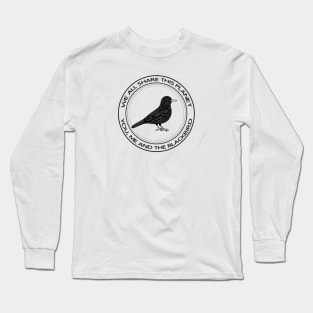 Blackbird - We All Share This Planet - bird design on white Long Sleeve T-Shirt